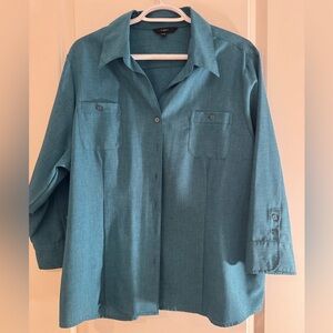 Haggar Teal Button-Up Shirt